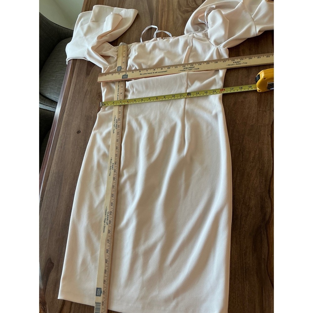 Calvin Klein Womens 10 Cream Off Shoulder Sheath Dress Bell Sleeve CD0B15DT NWT - Picture 6 of 13